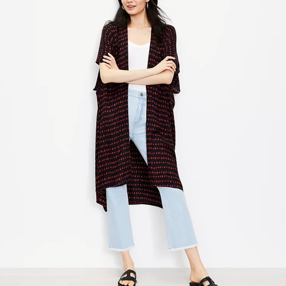 LOFT Women’s Pearl Print Long Kimono, size M/L